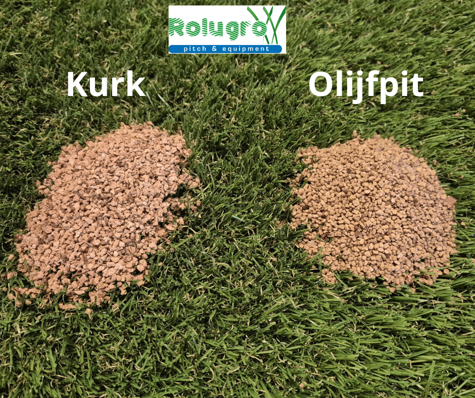 infill kunstgras olijfpitten en kurk